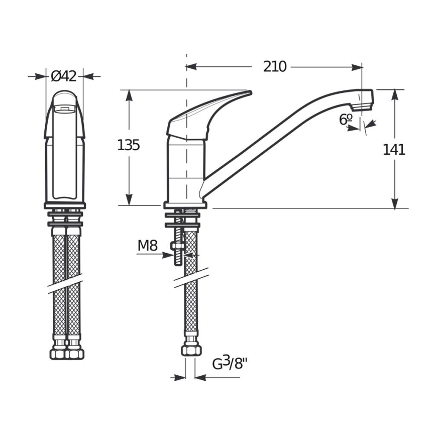 JIKA H3511N10042301 - Izlietnes krāns TALAS 13,5 cm spīdīgi hromēts