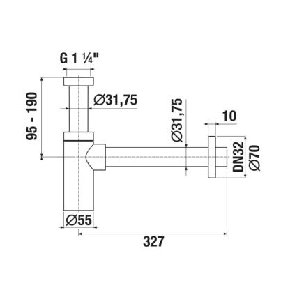 JIKA H3741R00040001 - Apaļs izlietnes sifons RIO spīdīgs hroms