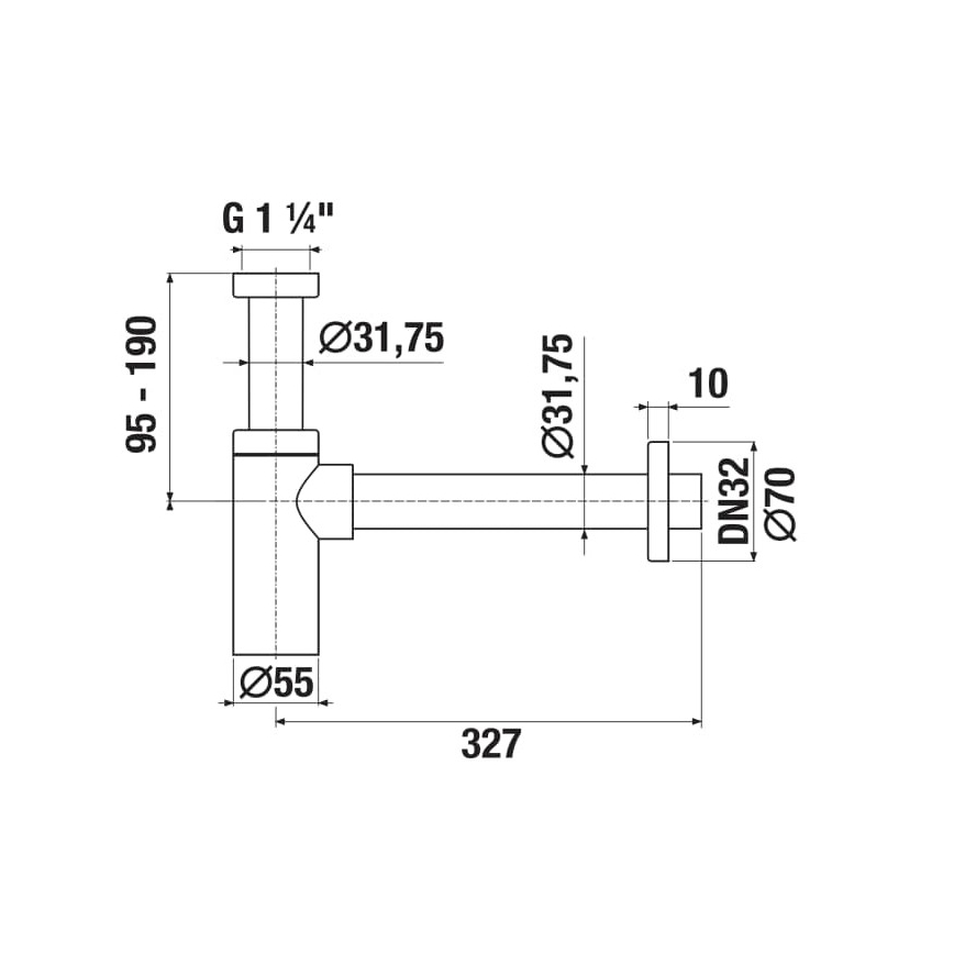 JIKA H3741R00040001 - Apaļs izlietnes sifons RIO spīdīgs hroms