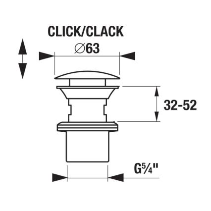 JIKA H3917100040001 - Izlietnes CLICK-CLACK aizbīdnis, diam. 6,3 cm, spīdīgs hroms