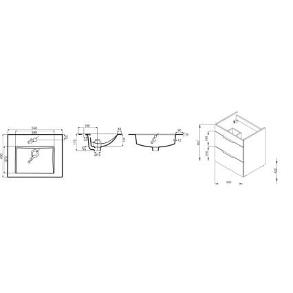 JIKA H4536111763001 - Vannas istabas skapītis ar izlietni CUBE 60,7x55 cm balta