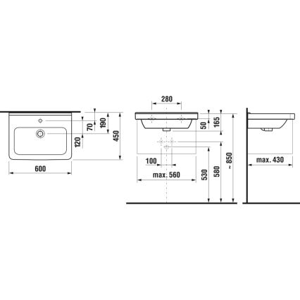JIKA H8104230001041 - Pakaramais izlietne CUBITO 60x45 cm keramika/balts