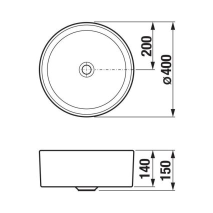 JIKA H8184200001121 - Iebūvējams izlietne CUBITO diametrs 40 cm, keramika/balts