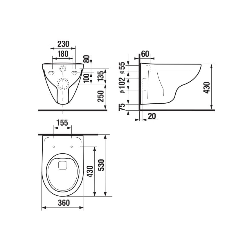 JIKA H8213840000001 - Karājamais WC LYRA keramika/balta