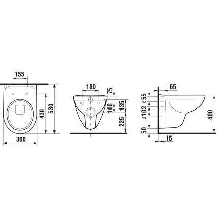 JIKA H8233800000001 - Pie sienas stiprināms tualetes pods LYRA keramika/balta