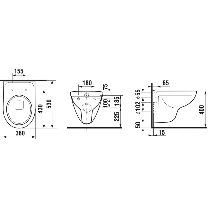 JIKA H8233800000001 - Pie sienas stiprināms tualetes pods LYRA keramika/balta