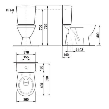 JIKA H8263860002413 - Tualetes pods ar pievienotu skalojamo kasti LYRA keramika/balta