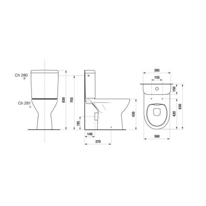 JIKA H8273860002801 - Tualetes pods ar pievienotu skalojamo kasti LYRA keramika/balta