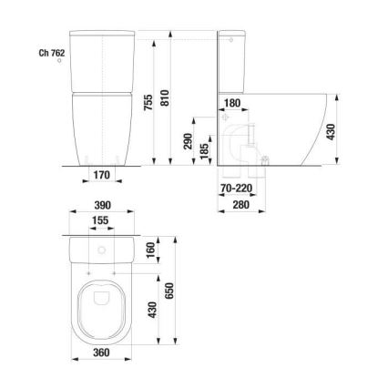 JIKA H8297120007621 - Skalošanas cisterna MIO keramika/balta