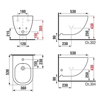 JIKA H8317121003021 - Pie sienas stiprināms bidē MIO keramika/perlamutra balta