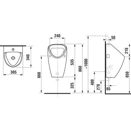 JIKA H8430610000001 - GOLEM pisuārs ar iekšēju pieslēgumu un aizmugures izplūdi, keramika/balta