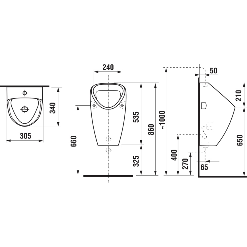 JIKA H8430610000001 - Pisuārs GOLEM iekšējais pieslēgums, aizmugures izvads keramika/balta