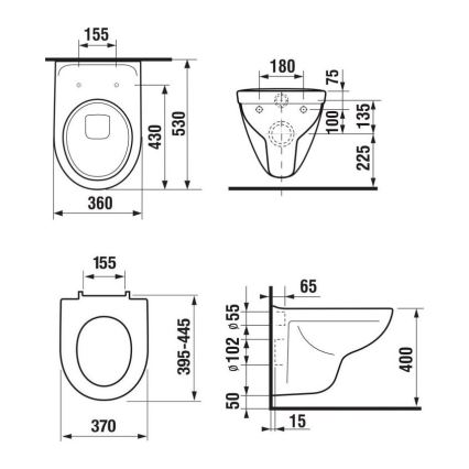 JIKA H8663800000001 - karājamais WC LYRA keramika/balts + tualetes sēdeklis SoftClose LYRA duroplasts/balts