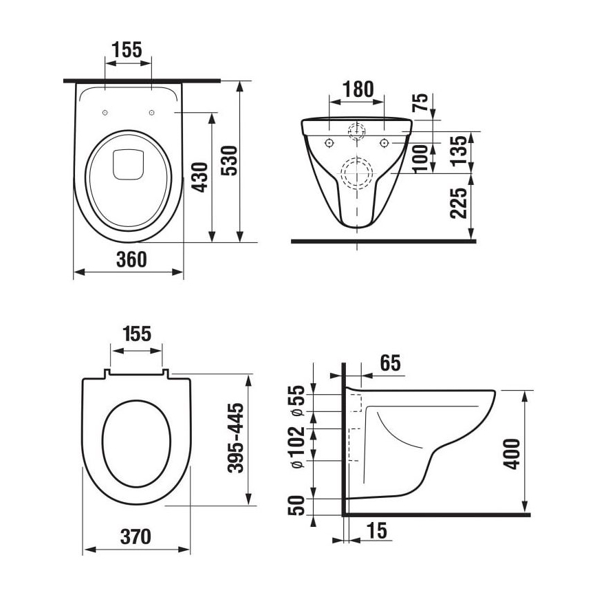 JIKA H8663800000001 - karājamais WC LYRA keramika/balts + tualetes sēdeklis SoftClose LYRA duroplasts/balts