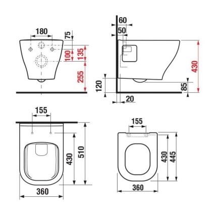 JIKA H8666160000001 - Sienas WC DEEP keramika/balta + tualetes sēdeklis SoftClose DEEP duroplasts/balts
