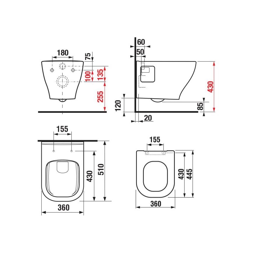 JIKA H8666160000001 - Sienas WC DEEP keramika/balta + tualetes sēdeklis SoftClose DEEP duroplasts/balts