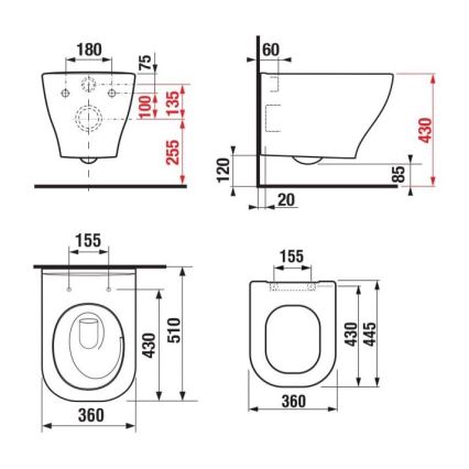 JIKA H8666180000001 - Sienas piestiprināms tualetes pods DEEP keramika/balta + SoftClose tualetes sēdeklis DEEP duroplasts/balta