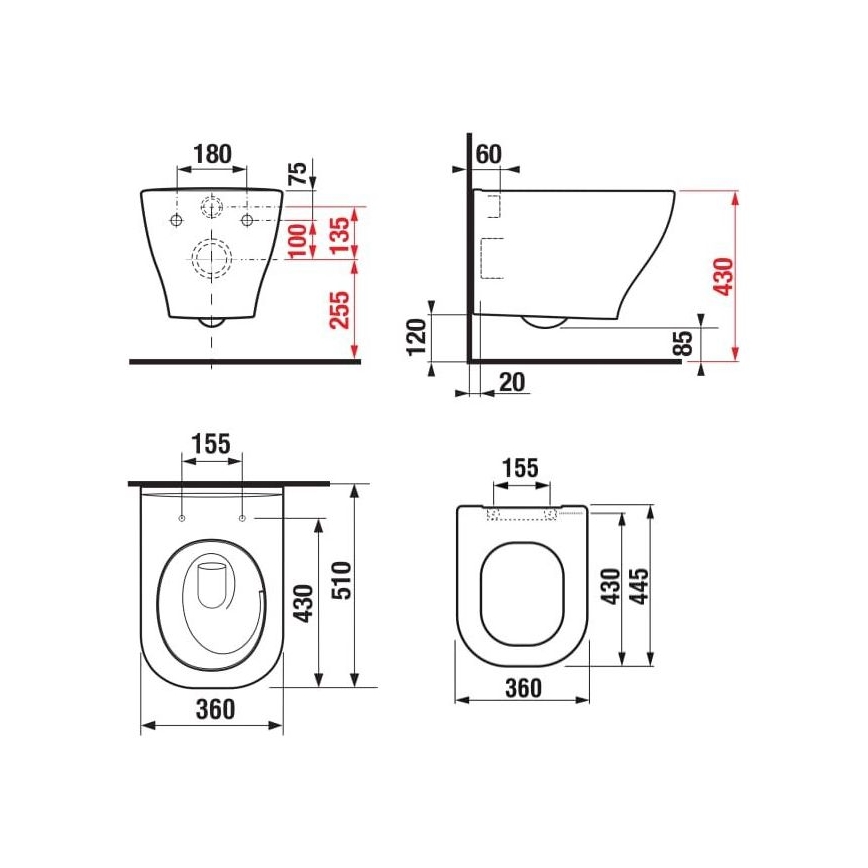 JIKA H8666180000001 - Sienas piestiprināms tualetes pods DEEP keramika/balta + SoftClose tualetes sēdeklis DEEP duroplasts/balta