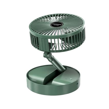 JOHNSON - Uzlādējams galda ventilators TORTUGA 5W/3,7V 1200 mAh Ø 16,5 cm zaļš