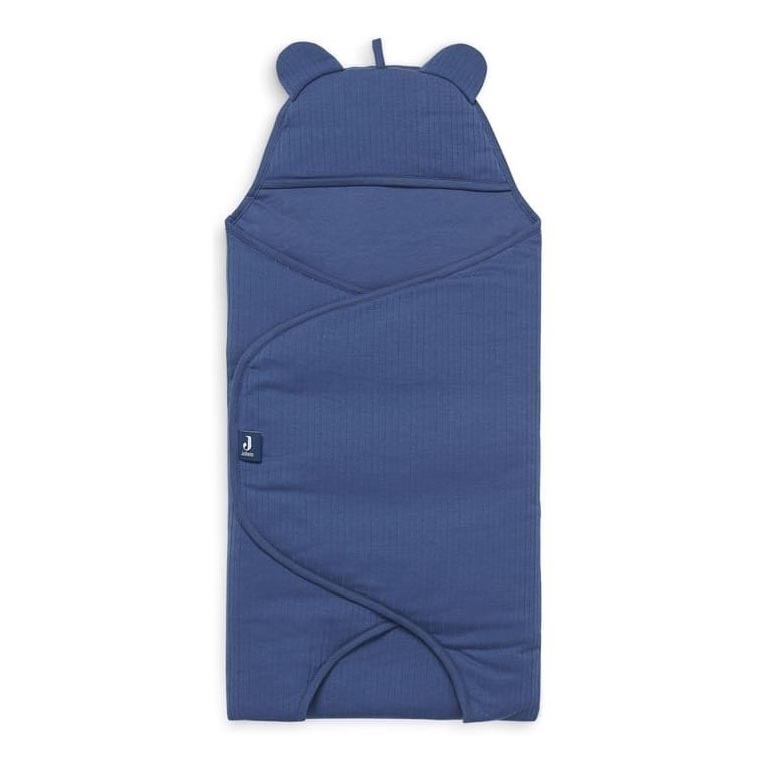 Jollein - Kokvilnas zīdaiņu sega BASIC STRIPE 100x105 cm Jeans Blue