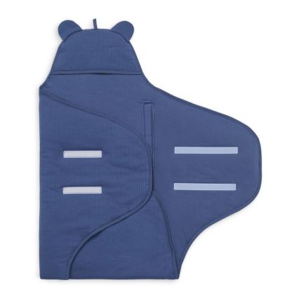 Jollein - Kokvilnas zīdaiņu sega BASIC STRIPE 100x105 cm Jeans Blue
