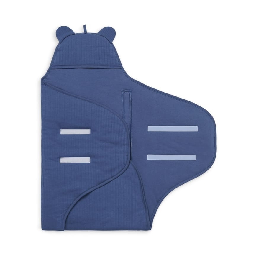 Jollein - Kokvilnas zīdaiņu sega BASIC STRIPE 100x105 cm Jeans Blue