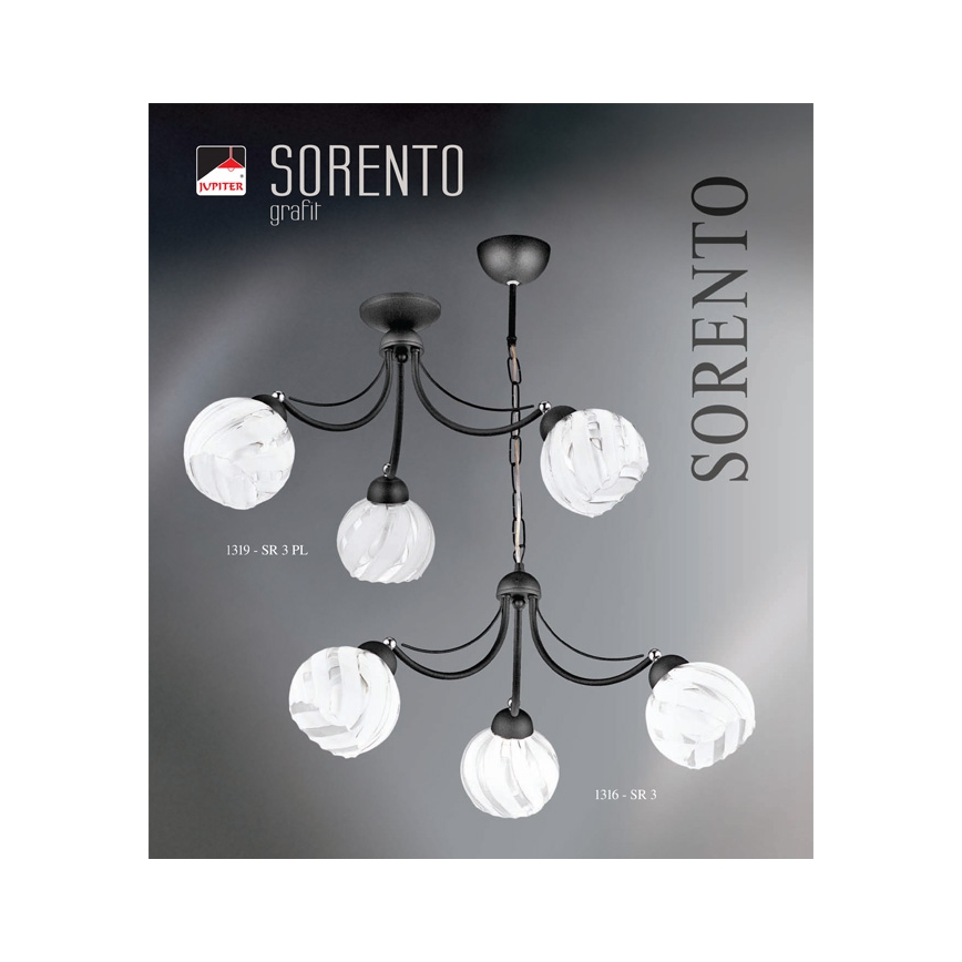 JUPITER 1316-SR3 - Piekarams gaismeklis SORENTO 3xE27/60W