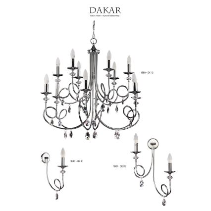 Jupiter 1601 - DK K2 CH - Sienas gaismeklis DAKAR 2xE14/40W