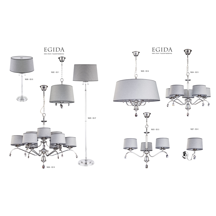 Jupiter 1609 - EG P CH - Kristāla grīdas stāvlampa EGIDA 3xE27/60W/230V