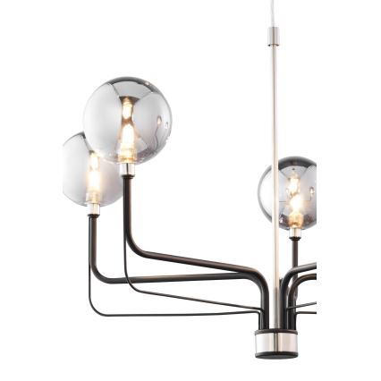 Jupiter 1888 - Pakaramā lampa uz troses ERIS 5xG9/14W/230V matēts hroms/melns/dūmakaini pelēks
