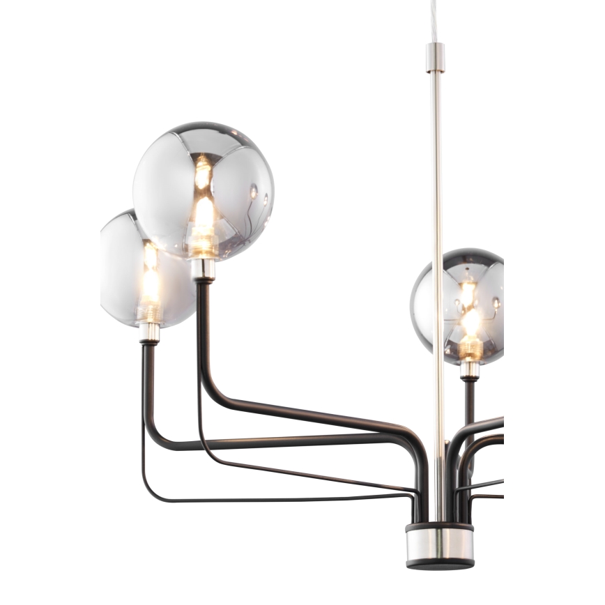 Jupiter 1888 - Pakaramā lampa uz troses ERIS 5xG9/14W/230V matēts hroms/melns/dūmakaini pelēks