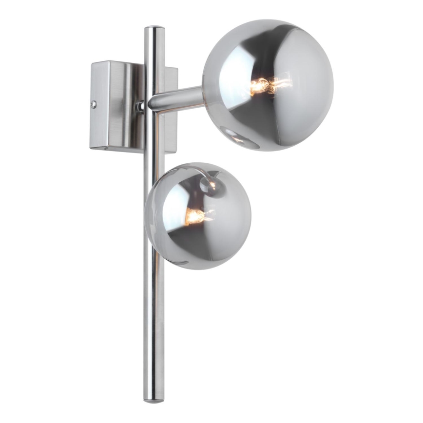 Jupiter 1903 - Sienas gaismeklis NEPTUN 2xG9/14W/230V matēts hroms/dūmakaina pelēka apdare