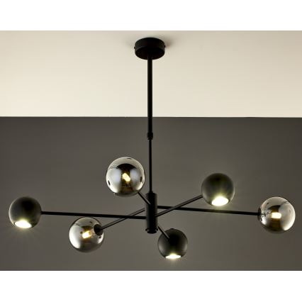 Jupiter 1974 - Lustra ar stieni MOKA 3xGU10/10W/230V + 3xG9/10W/230V melna/spīdīgi hromēts
