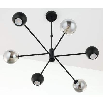 Jupiter 1974 - Lustra ar stieni MOKA 3xGU10/10W/230V + 3xG9/10W/230V melna/spīdīgi hromēts