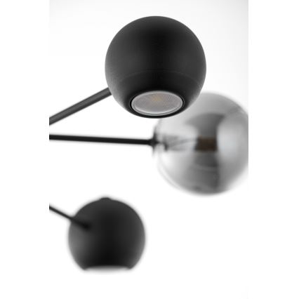 Jupiter 1974 - Lustra ar stieni MOKA 3xGU10/10W/230V + 3xG9/10W/230V melna/spīdīgi hromēts