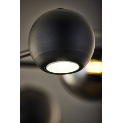 Jupiter 1974 - Lustra ar stieni MOKA 3xGU10/10W/230V + 3xG9/10W/230V melna/spīdīgi hromēts