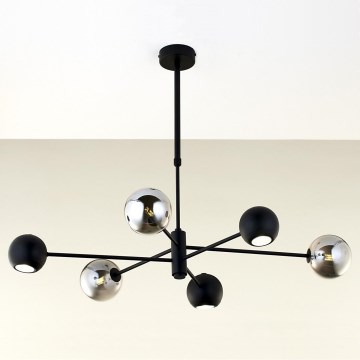 Jupiter 1974 - Lustra ar stieni MOKA 3xGU10/10W/230V + 3xG9/10W/230V melna/spīdīgi hromēts