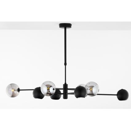 Jupiter 1975 - Lustra ar stieni MOKA 4xGU10/10W/230V + 4xG9/10W/230V melna/spīdīgi hromēts