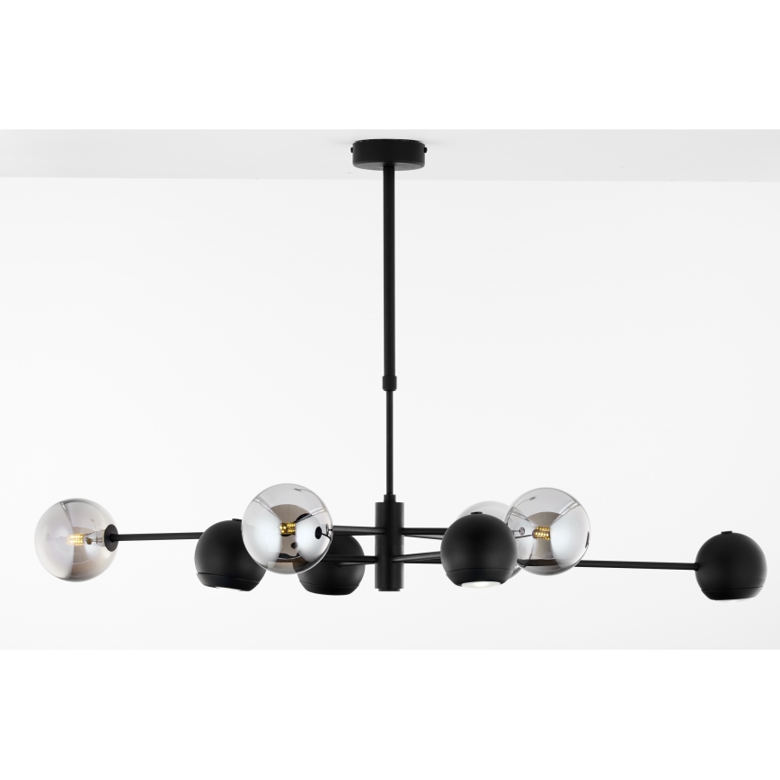 Jupiter 1975 - Lustra ar stieni MOKA 4xGU10/10W/230V + 4xG9/10W/230V melna/spīdīgi hromēts