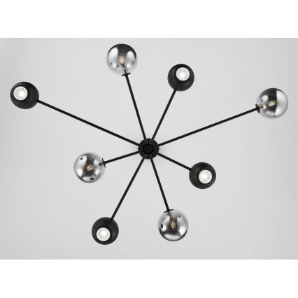 Jupiter 1975 - Lustra ar stieni MOKA 4xGU10/10W/230V + 4xG9/10W/230V melna/spīdīgi hromēts