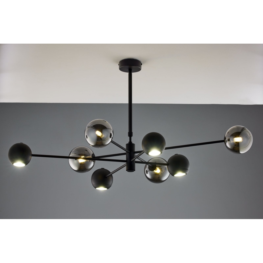 Jupiter 1975 - Lustra ar stieni MOKA 4xGU10/10W/230V + 4xG9/10W/230V melna/spīdīgi hromēts