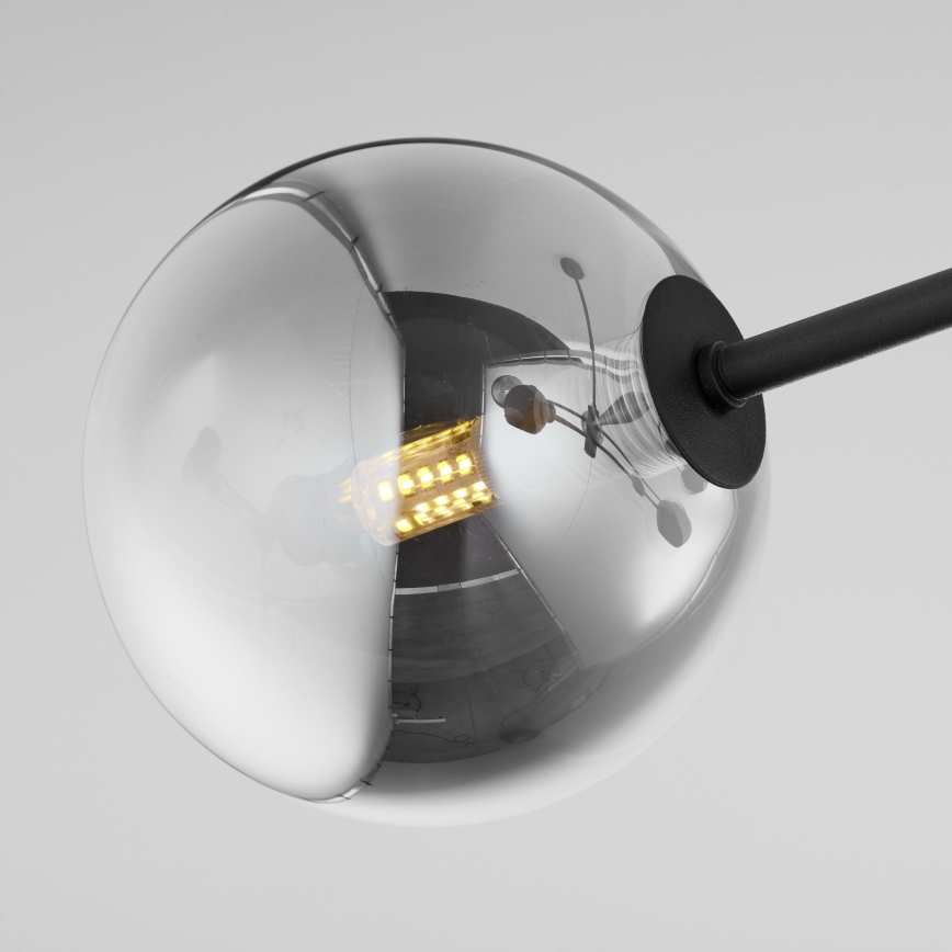 Jupiter 1975 - Lustra ar stieni MOKA 4xGU10/10W/230V + 4xG9/10W/230V melna/spīdīgi hromēts