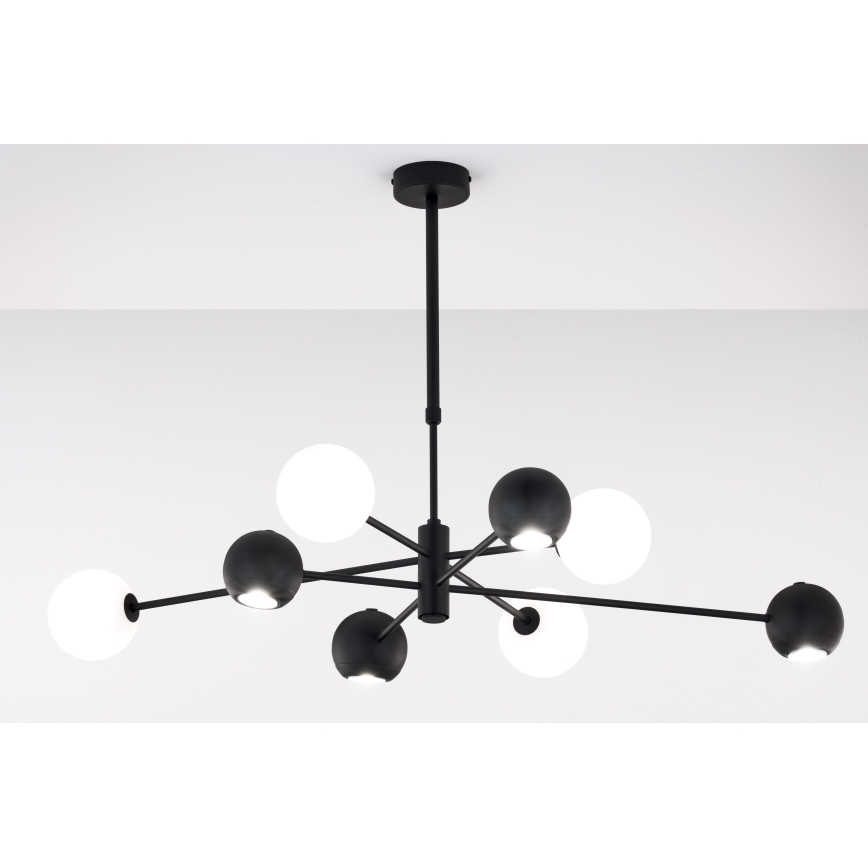 Jupiter 1998 - Lustra ar stieni MOKA 4xGU10/10W/230V + 4xG9/10W/230V melna/balta