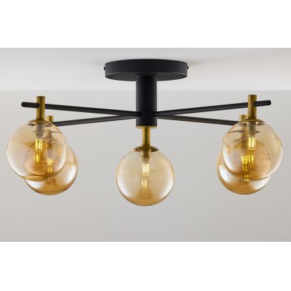 Jupiter 2032 - Virsapmetuma lustra FIGARO 5xG9/10W/230V melna/zelta/bēša
