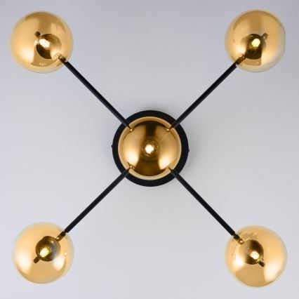Jupiter 2032 - Virsapmetuma lustra FIGARO 5xG9/10W/230V melna/zelta/bēša