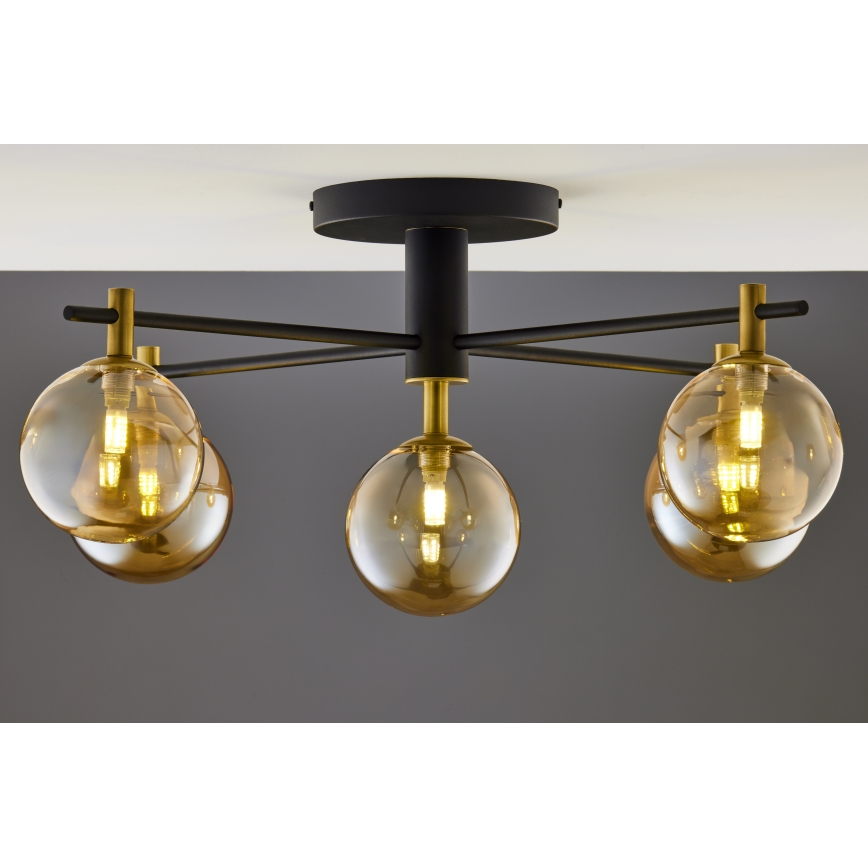 Jupiter 2032 - Virsapmetuma lustra FIGARO 5xG9/10W/230V melna/zelta/bēša