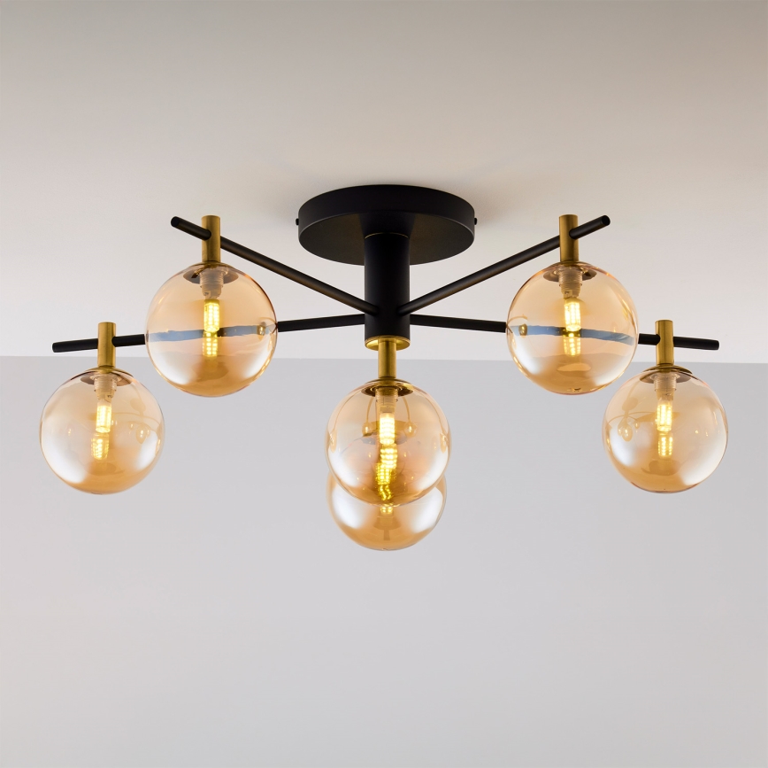 Jupiter 2033 - Virsapmetuma lustra FIGARO 6xG9/10W/230V melna/zelta/bēša