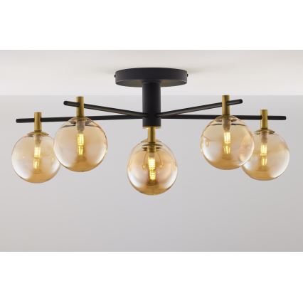 Jupiter 2033 - Virsapmetuma lustra FIGARO 6xG9/10W/230V melna/zelta/bēša
