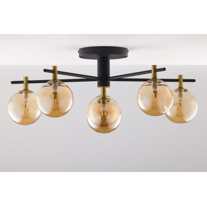Jupiter 2033 - Virsapmetuma lustra FIGARO 6xG9/10W/230V melna/zelta/bēša