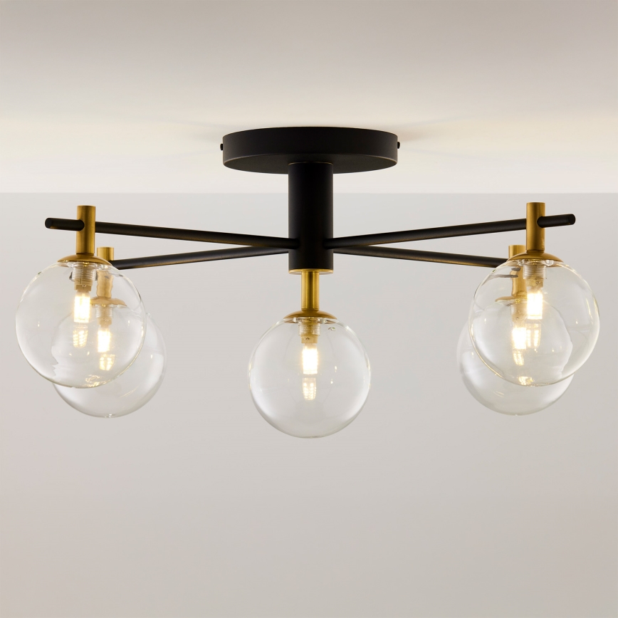 Jupiter 2035 - Virsapmetuma lustra FIGARO 5xG9/10W/230V melna/zelta/bēša/caurspīdīga
